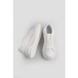 Marjin Women's Sneakers High-Sole Lace-Up Sneakers Bekor white | Shoptok.si