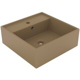vidaXL Razkošen umivalnik kvadraten mat krem 41x41 cm keramika Cene