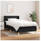  Box spring postelja z vzmetnico črna 100x200 cm blago | Shoptok.si