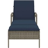 vidaXL Ležaljka za sunčanje s jastukom siva 63x200x81 cm poli ratan (samo za SAD) | shoptok.hr