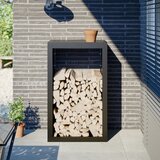 vidaXL Stojalo za drva črno 60x40x100 cm jeklo | Shoptok.si