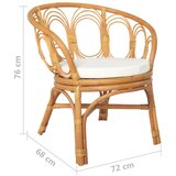 In Jedilni stol z blazino svetlo rjav naraven ratan in platno | Shoptok.si