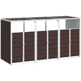  Spremište za 3 kante za otpad smeđe 216x81x115 cm čelično | shoptok.hr