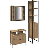 vidaXL 3-delni set toaletne mizice iz dimljenega hrasta | Shoptok.si