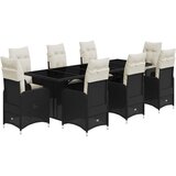 vidaXL 9-dijelni vrtni bistro set od poliratana s jastucima crni | shoptok.hr