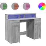 Maison Chic Pisalna miza - pisarniška miza - Računalniška miza z LED lučkami siva sonoma 120x55x91 cm inž. les, (21785245) | Shoptok.si