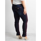 Fashion Hunters Dark blue jeans with a knitted PLUS SIZE insert Cene