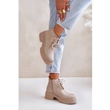 Zazoo 2952 Leather Ankle Boots With Golden Decoration Beige | shoptok.hr