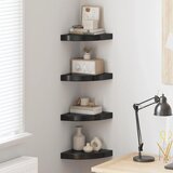  323891 Floating Corner Shelves 4 pcs High Gloss Black 25x25x3,8 cm MDF | shoptok.hr