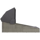 LEŽAJ za sunčanje s krovom sivi 200 x 114 x 128 cm poliratan | shoptok.hr