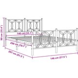  Metalni okvir kreveta uzglavlje i podnožje bijeli 140x200 cm | shoptok.hr