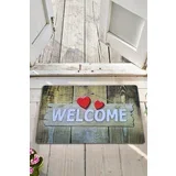 wooden heart multicolor doormat