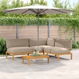  Set sofe 4 pcs Sivo-smeđa Čvrsto drvo akacije | shoptok.hr