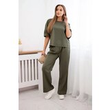 Kesi Włoski Punto set blouse + wide-leg pants khaki