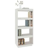 vidaXL knjižna omara za razdelitev prostora bela 60x35x135 cm borovina | Shoptok.si