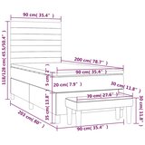 Box spring krevet s madracem tamnoplavi 90x200 cm baršunasti | shoptok.hr