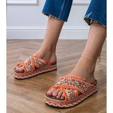 D/CEO Orange flip-flops with rhinestones on the straps Kelara | ePonuda.com