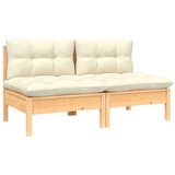 The Living Store Vrtni kavč dvosed s krem blazinami trdna borovina - Vrtni Dvosed, (21462259) | Shoptok.si