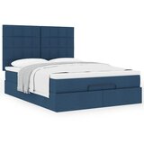 vidaXL Otomanski posteljni okvir z vzmetnico moder 140x200 cm blago | Shoptok.si