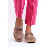 VINCEZA Chunky Women's Suede Moccasins Beige Neloria | ePonuda.com