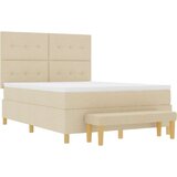  Krevet s kutijom s madracem i klupom krem 140x200 cm tkanina | shoptok.hr