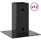  Postolja za stupove kvadratna 12 kom čelik presvučen prahom Antracitno siva 71 x 71 mm | shoptok.hr
