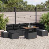 vidaXL 8-delni vrtni jedilni set s blazinami črna poli ratan akacija | Shoptok.si