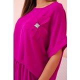 Kesi Włoski Women's viscose set with decorative flower and wide trousers - fuchsia light purple | Shoptok.si