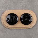  Elhard - Keramički retro prekidač br. 1 i utičnica 230V sa ramom crna/drvo | Eponuda.com