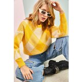 Bianco Lucci Women's Square Patterned Knitwear Sweater Cene