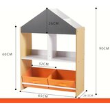 Ginger Home Етажерка за играчке и књиге Црна Табла за Писање, Кућица, Дрво | shoptok.hr