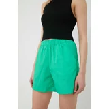 Noisy May Pamučne kratke hlače za žene, boja: zelena, glatki materijal, visoki struk