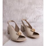 Karino Beige leather block-heeled sandals Cijene