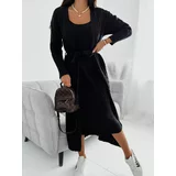 FASARDI Black knitted dress and cardigan set SF9