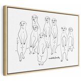  Slika - Animal Patrol (1-part) - Meerkats on Black and White Background 90x60 U prirodnom drvenom okviru | shoptok.hr