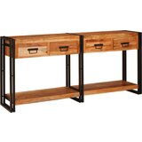 vidaXL Konzolni Stol 2 s ladicama s policom s pohranom 2 pcs Smeđa 160 x 33 x 75 cm | shoptok.hr