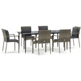  7-dijelni vrtni blagovaonski set crno-sivi od poliratana | shoptok.hr