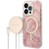 Guess Komplet ohišja za iPhone 14 Pro Max Jungle Design in brezžični polnilnik Qi MagSafe, Roza, (21730957) Cene
