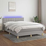  box spring s madracem LED svjetlosivi 140x190 cm tkanina | shoptok.hr