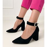 D/CEO Black block-heeled pumps with buckle and rhinestones Vellus | Shoptok.si
