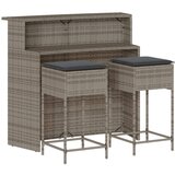 The Living Store Vrtna barska garnitura 3-delna z blazinami siv poli ratan - Vrtna Barska Garnitura, (21460824) | Shoptok.si