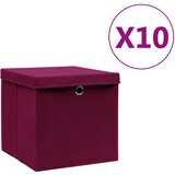 vidaXL Škatle s pokrovi 10 kosov 28x28x28 cm temno rdeče Cene