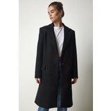  Women's Black Double Breasted Collar Buttoned Cachet Coat Cijene