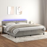 The Living Store Box spring postelja z vzmetnico LED svetlo siva 200x200cm žamet - Box Spring Postelja, (21488860) Cene