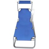 vidaXL Zložljiv ležalnik s streho jeklo in blago moder, (20663196) | Shoptok.si