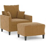  Fotelja s tabureom smeđa 60 cm baršunasta | shoptok.hr