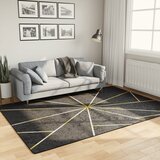 vidaXL Preproga pralna črna in zlata 160x230 cm protizdrsna Cene