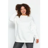 Trendyol Curve Beige Thick Fleece Inside Slit Oversize Knitted Sweatshirt