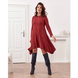 Fasardi Plus Size asymmetrical dress with pockets in burgundy color | Shoptok.si