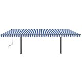  Ročno zložljiva tenda s stebrički 6x3,5 m modra in bela, (20743136) | Shoptok.si